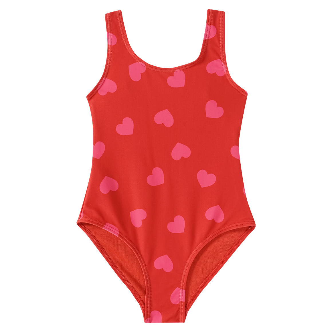 Famy Mädchen Badeanzug mit Herz-Allover rot