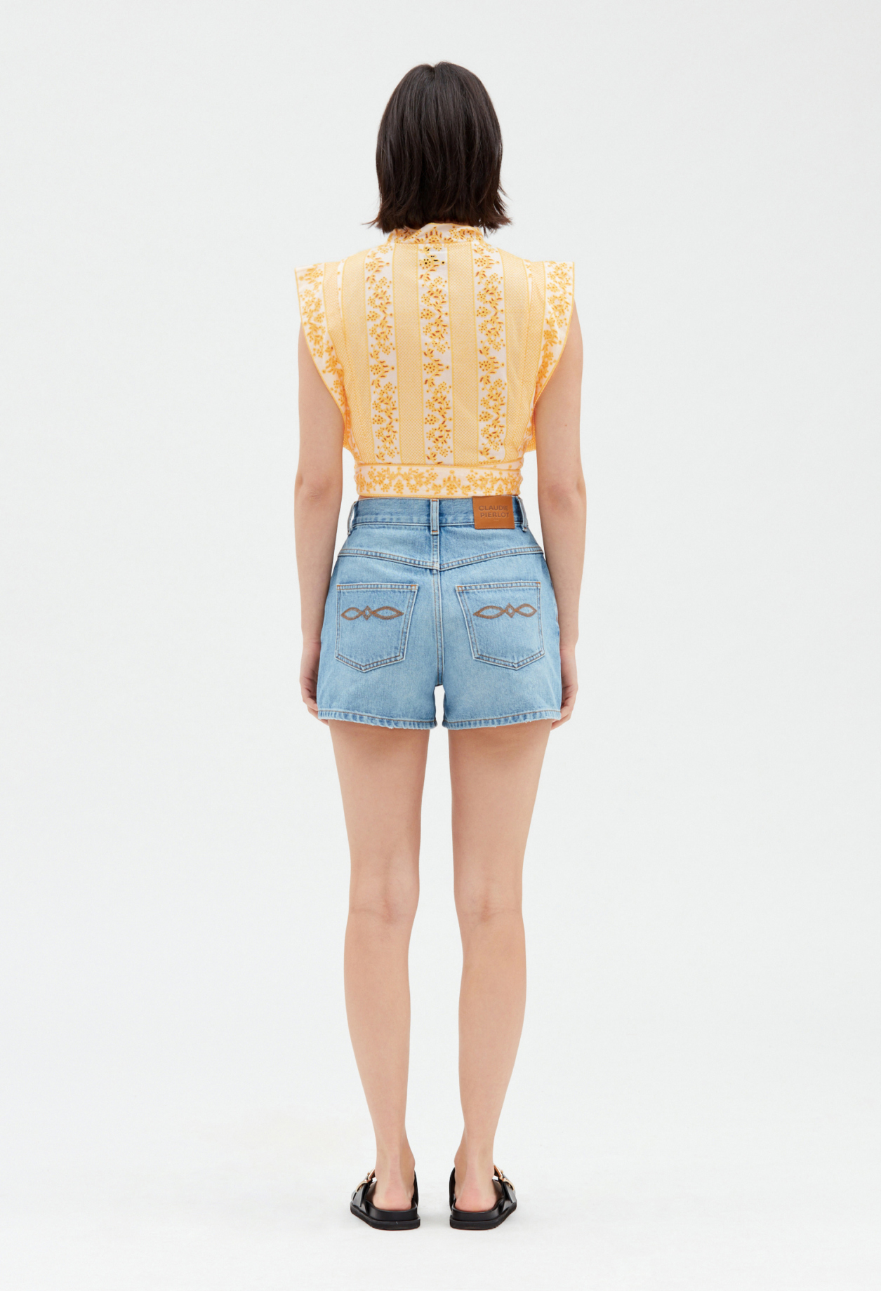 Top cache-c&oelig;ur broderies mimosa