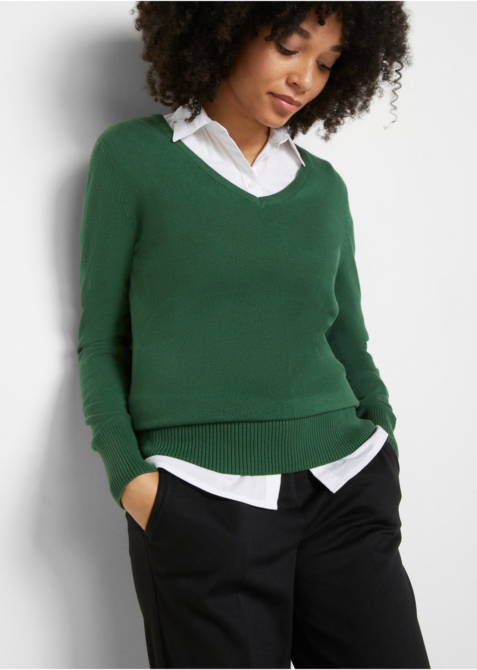 Pull col en V en fine maille