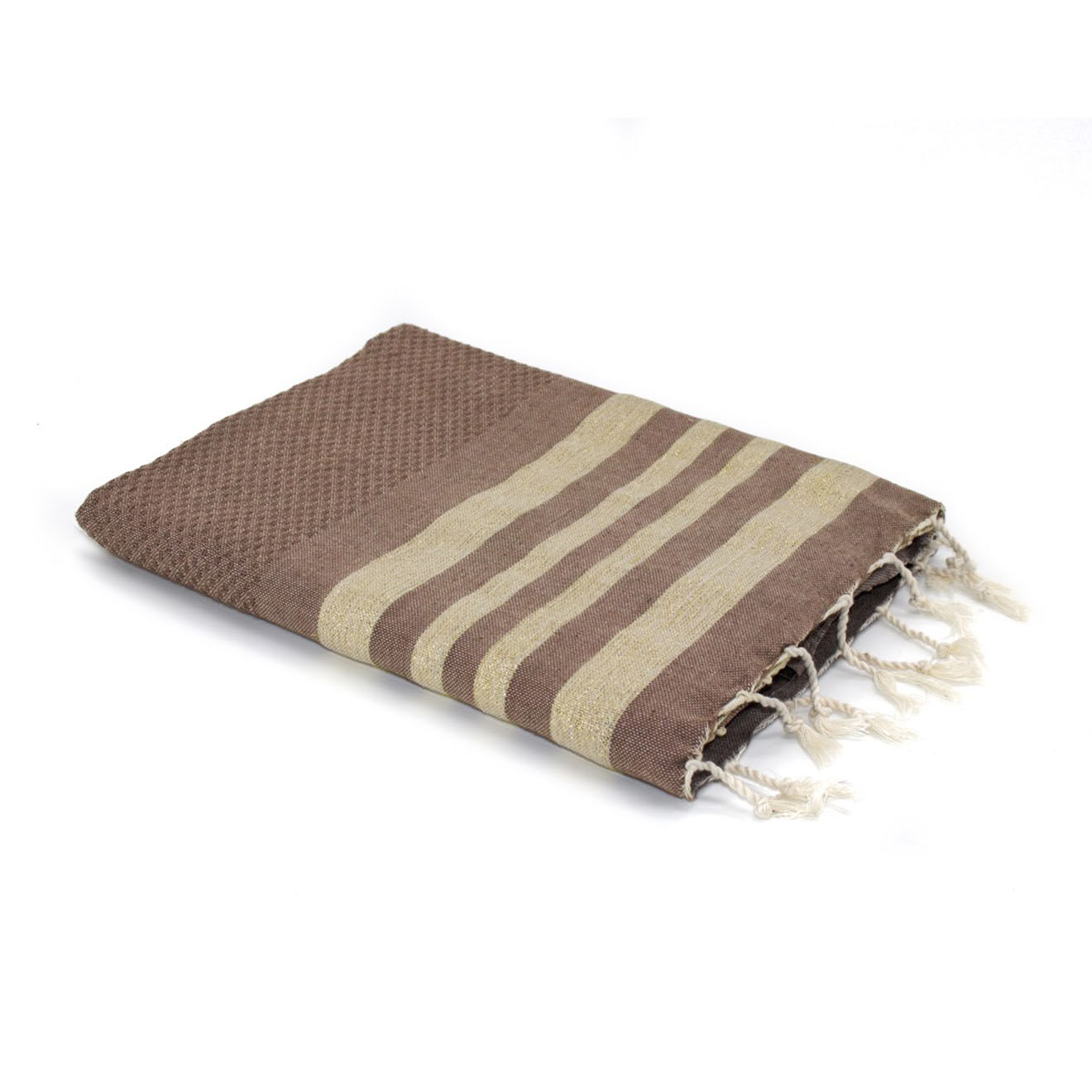 Febronie Fouta Nid d'abeille Hamptons moka/doré - 100x200 cm