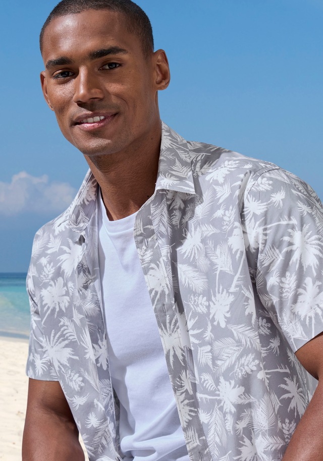 Beachtime Hawaiihemd »Regular fit«, , Kurzarm, Freizeithemd mit Palmenprint, reine Baumwolle