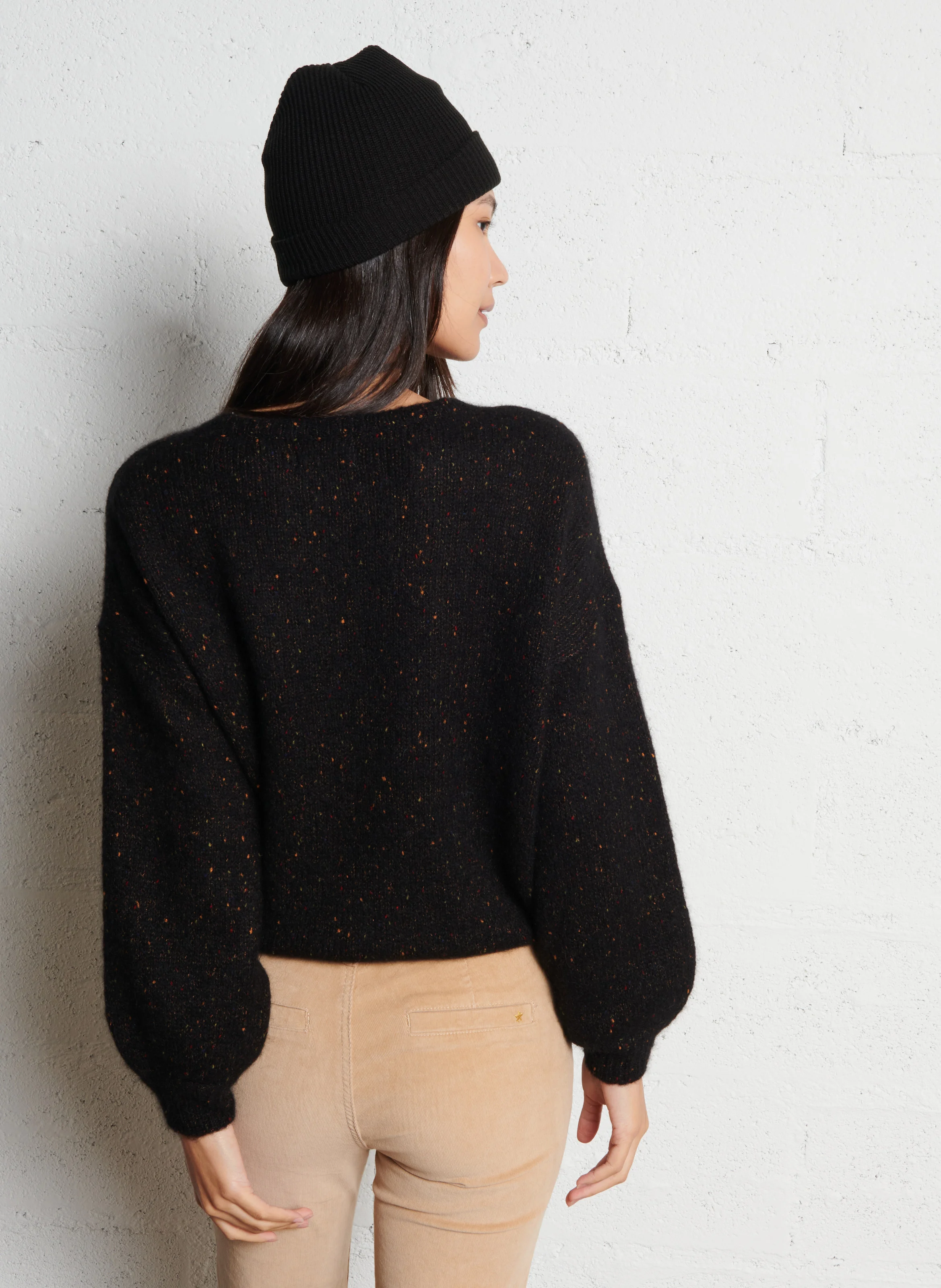 CESAR - Pull col rond en laine mélangée | Noir