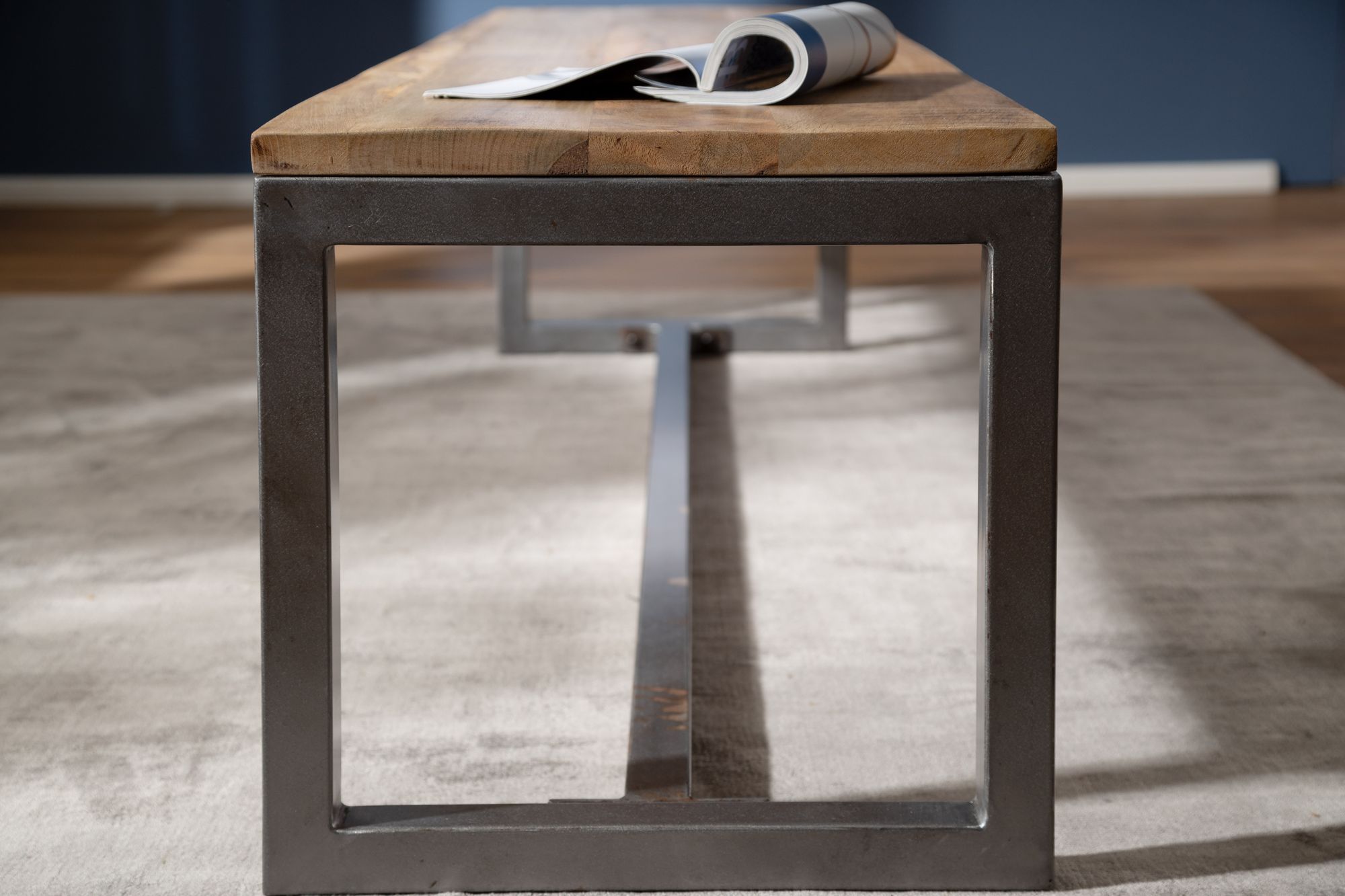FineBuy Esszimmerbank Mango Massivholz 120x46x45 cm Holzbank Essbank ohne Lehne