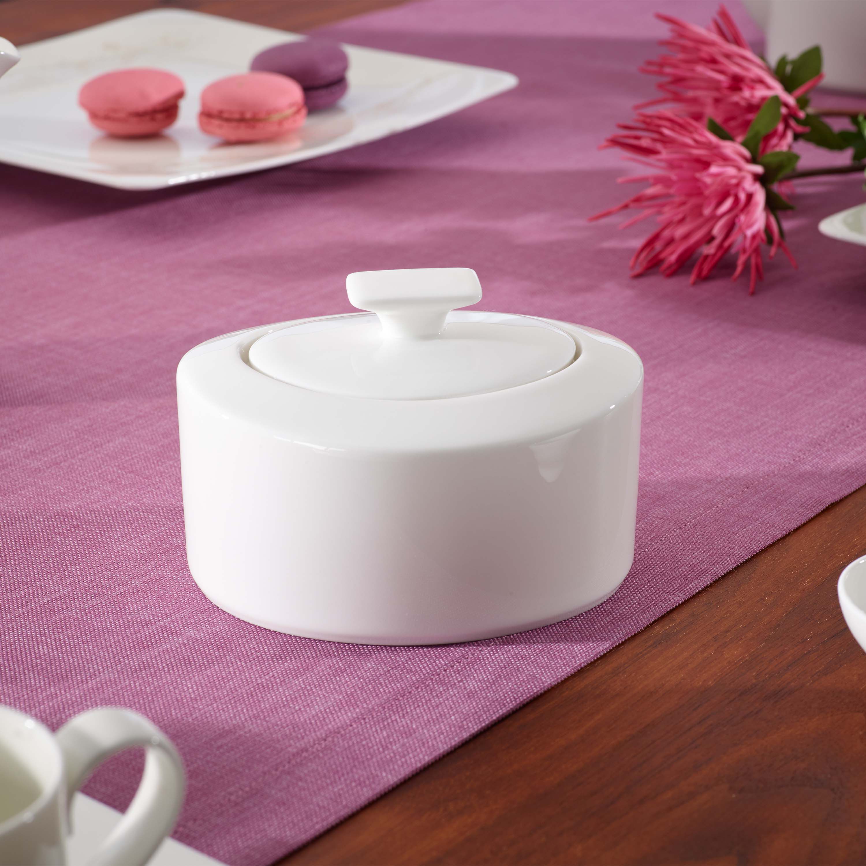 Modern Grace Sugar bowl White, 9.9 oz, Premium Bone Porcelain