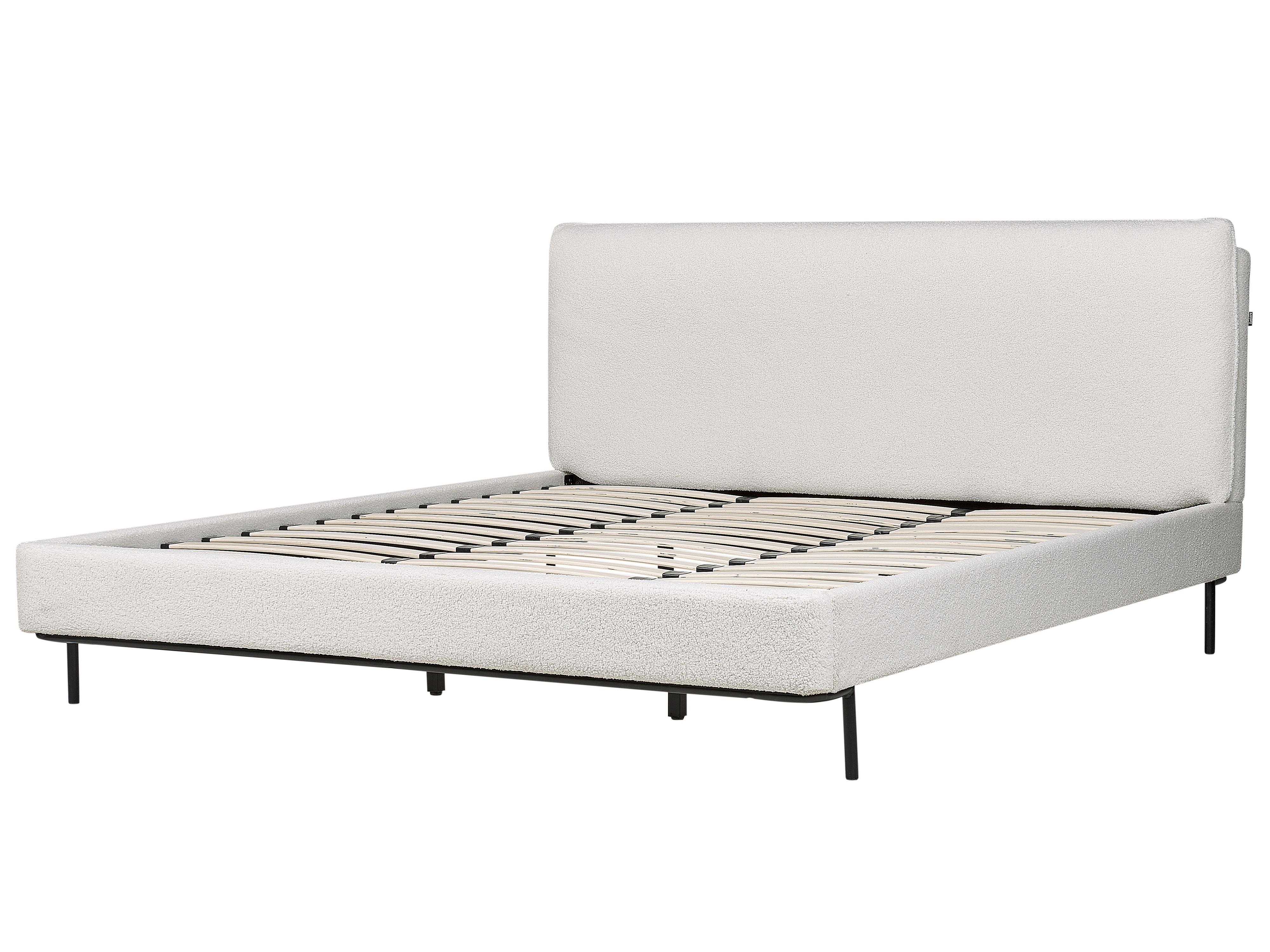 Bed Bouclé CORIO 180 x 200 cm Gebroken wit