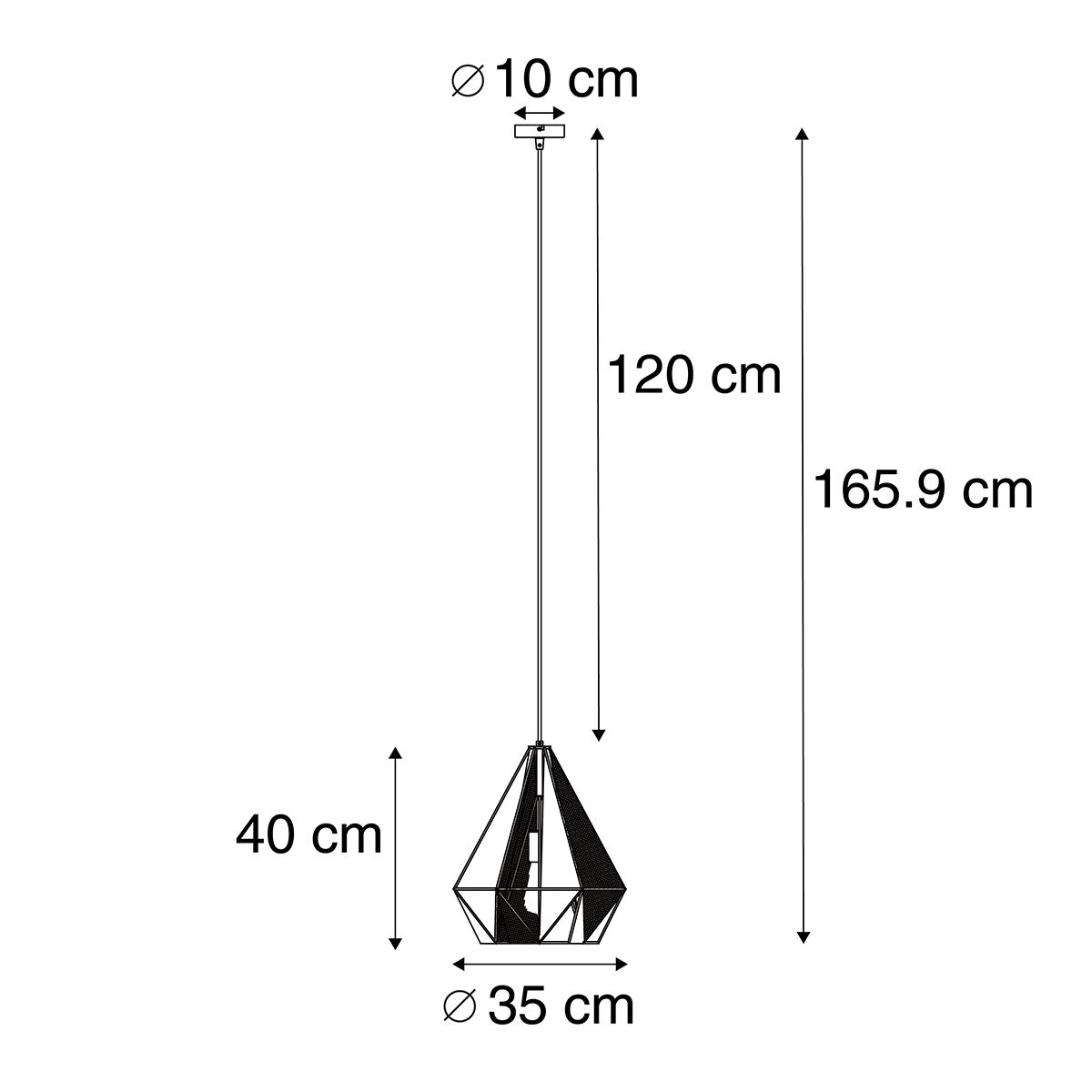Industriële hanglamp zwart met mesh - Carcass