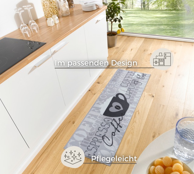 HANSE Home Küchenläufer »I Like Espresso« rechteckig 3 mm Höhe Läufer, Rutschfest, Küchenteppich, Küche, Teppich, Pflegeleicht
