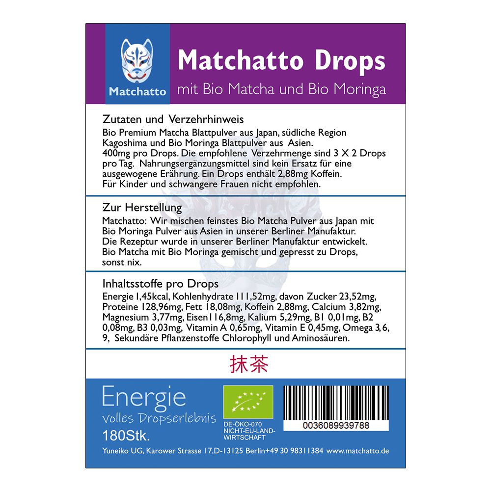 Matchatto Matcha Presslinge Moringa Bio