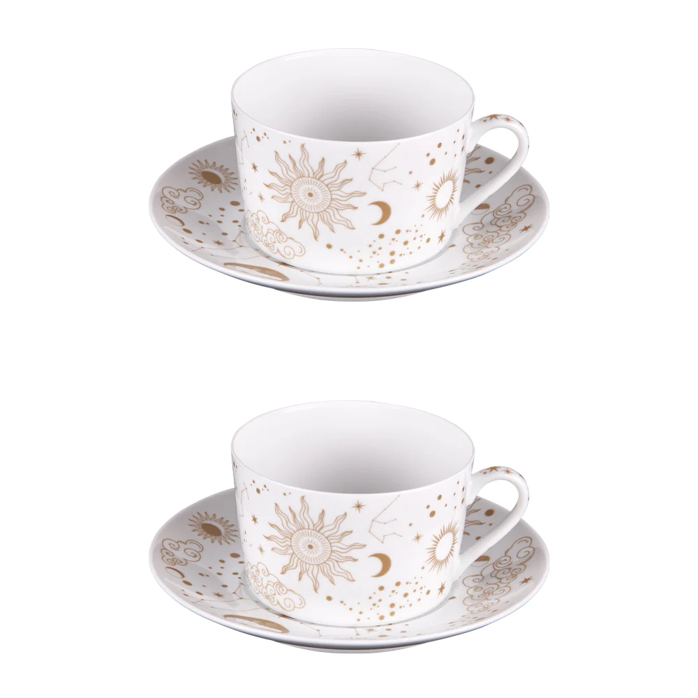 Coffret 2 déjeuners et sous tasses assorties Celeste 35 cl Table passi