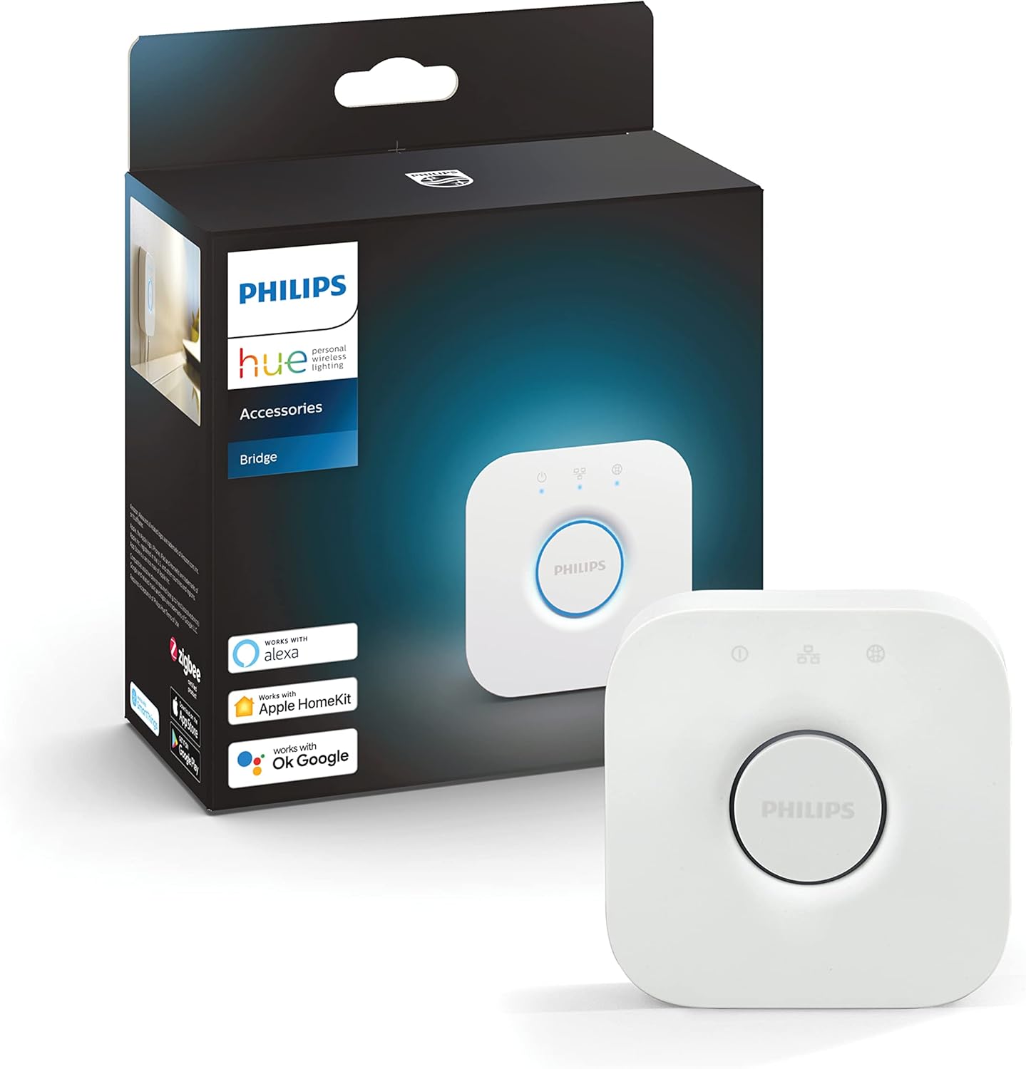 Philips Hue Starterpaket - GU10 - mit 2 Spots - Weißes und Farbiges Licht - inkl. 1 Hue Bridge - Hue White and Color Ambiance