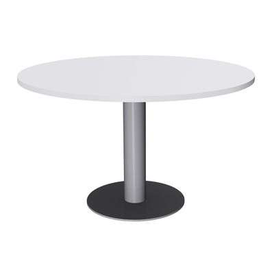 Table de réunion ronde - diam 100 cm - pieds tulipe alu - plateau blanc perle