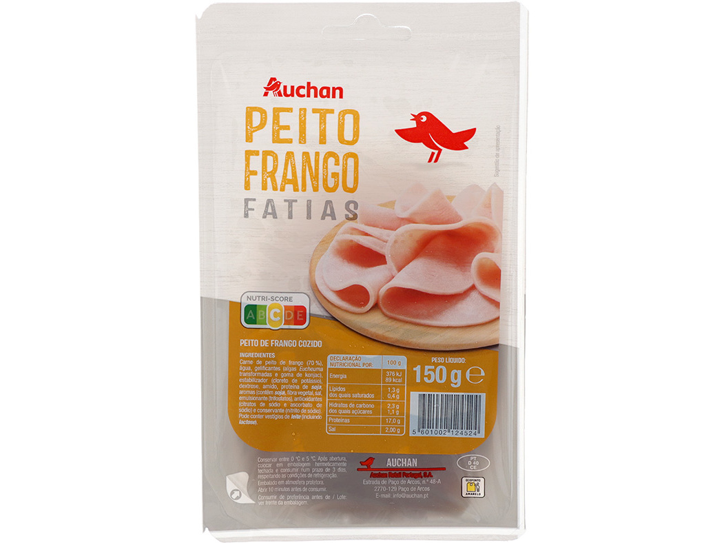 FIAMBRE DE PEITO FRANGO AUCHAN FATIAS 150G