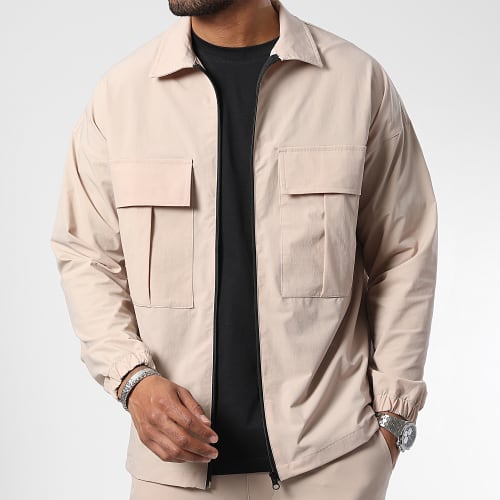 Veste Zippée Avec Poches 0201 Beige