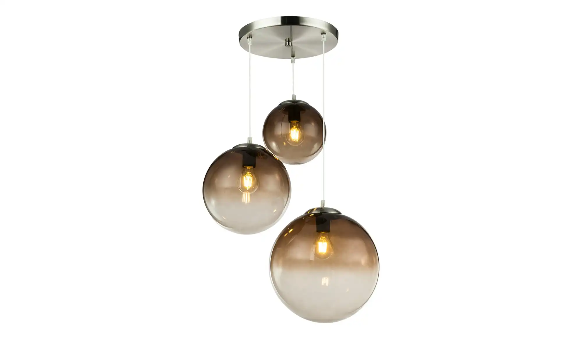 Pendelleuchte, 3-flammig, Rauchglas-Kugeln