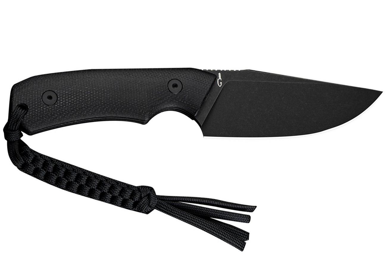 Civivi Gander C24058B-2, Black Stonewashed 14C28N, Black Canvas Micarta vaststaand mes, Matt Gentry design