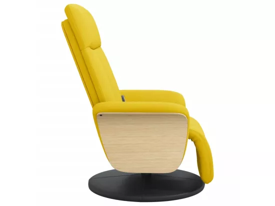 Fauteuil inclinable de massage repose-pieds jaune clair tissu