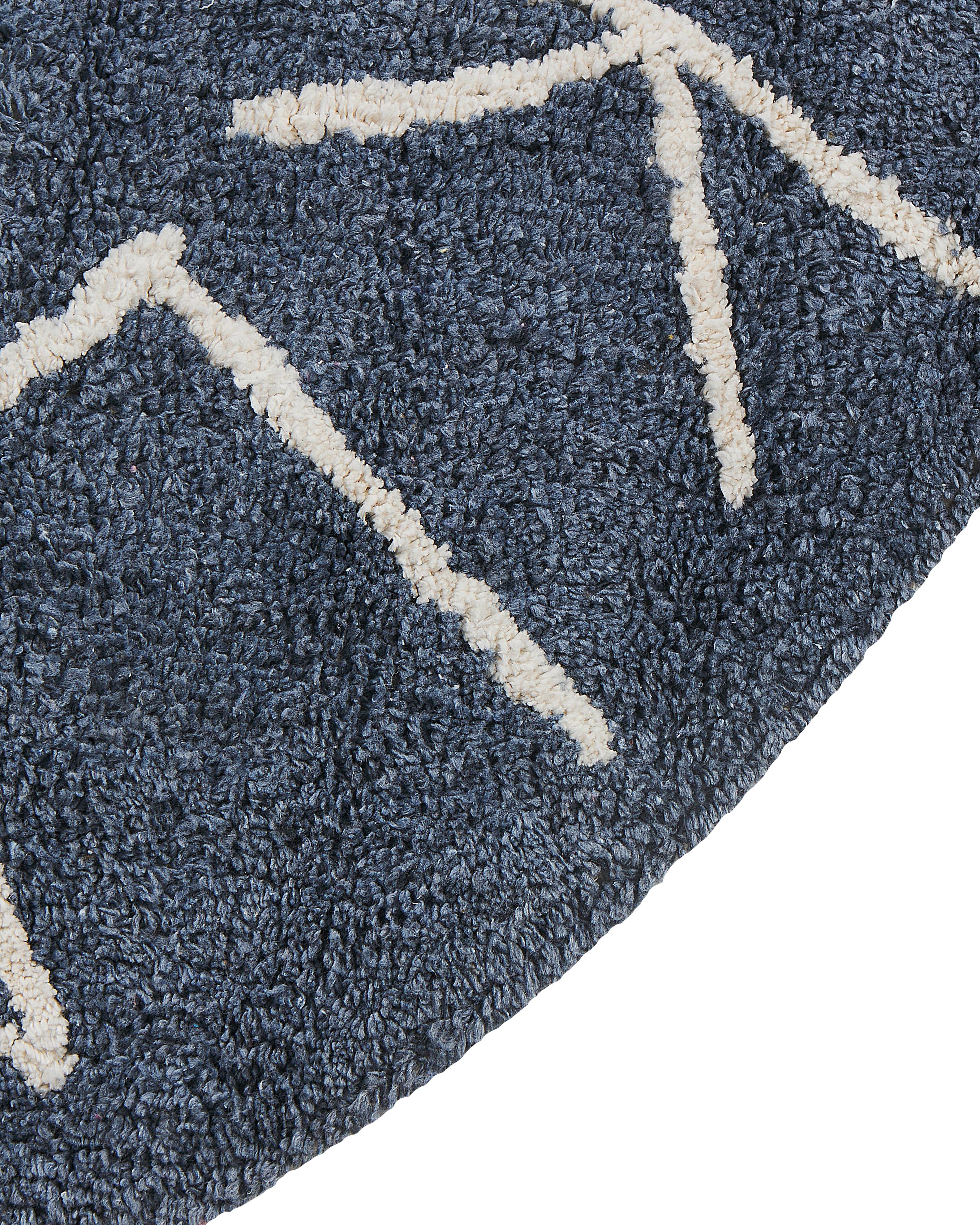 Kindervloerkleed VURGUN Donkerblauw ø 120 cm Katoen