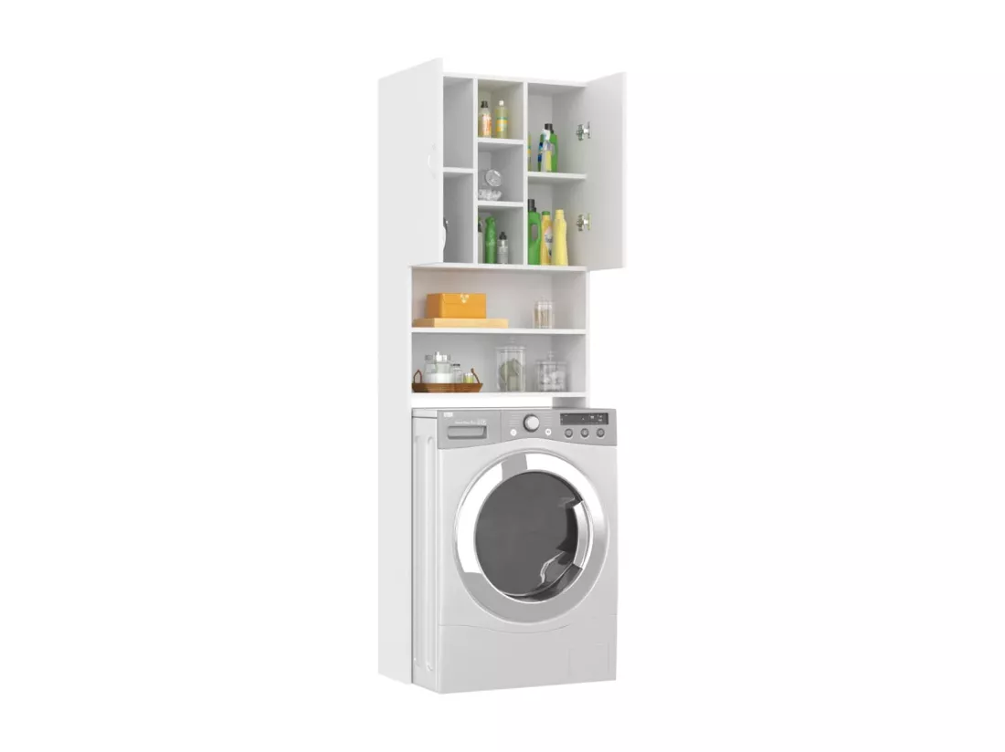 Meuble pour machine à laver Blanc 64x25,5x190 cm