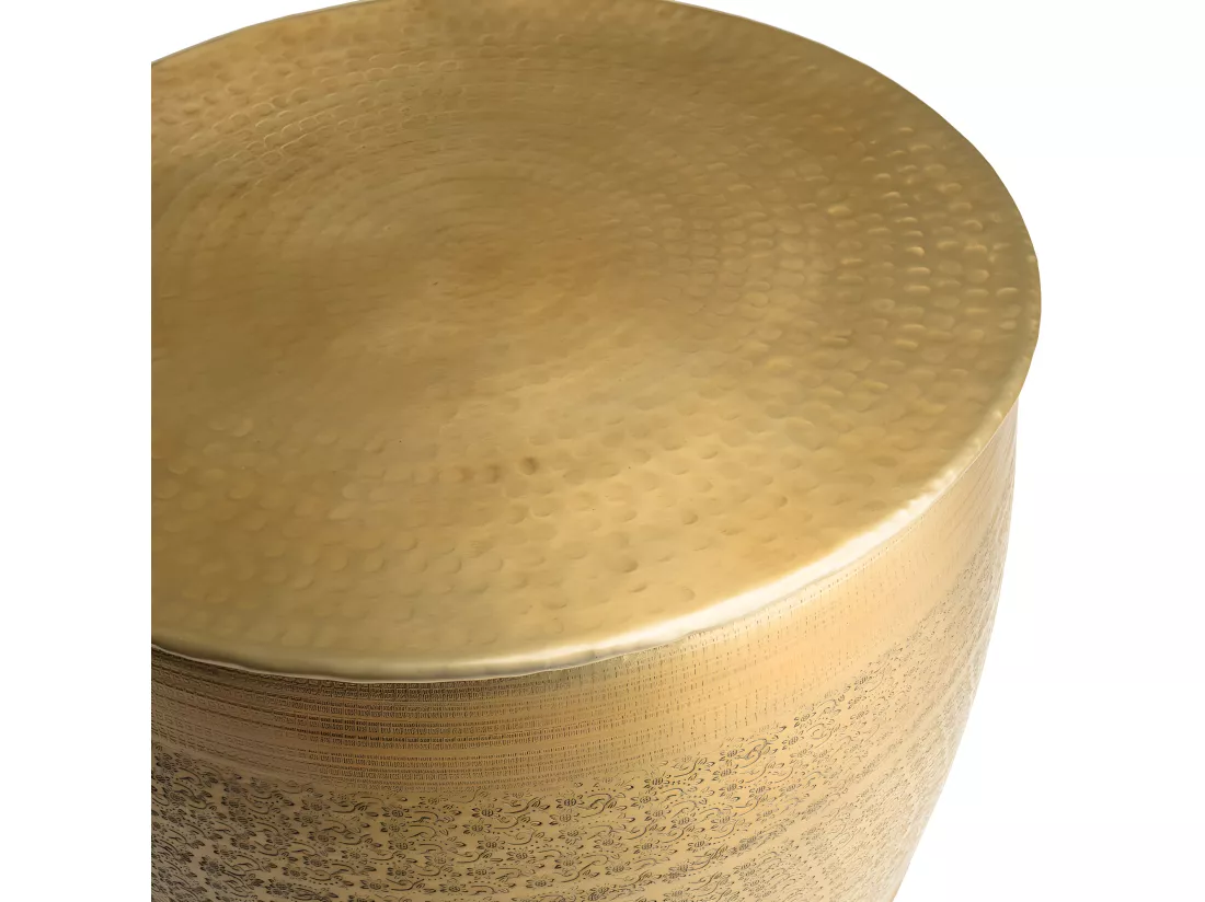 HONORE - Table basse alu 60x60cm couleur laiton pied motifs arabesques