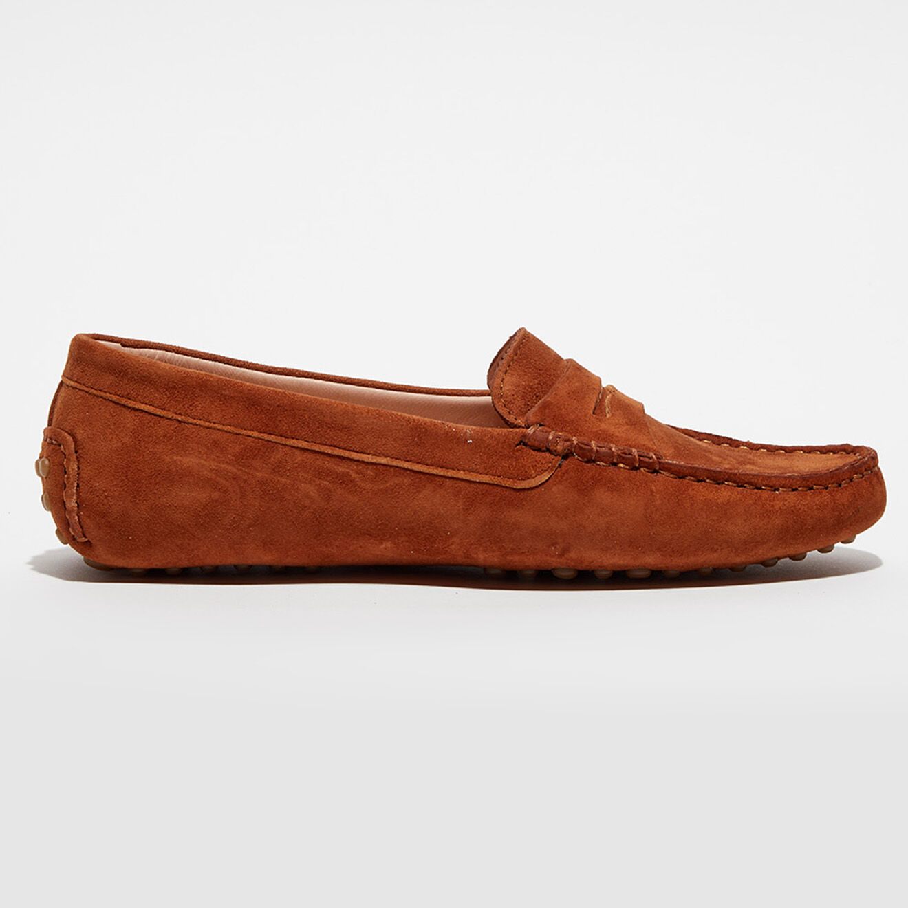 Loafers Mocassins en Velours de Cuir Jade cognac