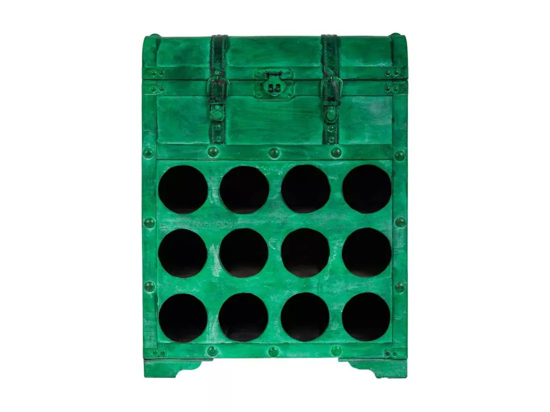 Coffre à vin en bois vert 45x28x59h