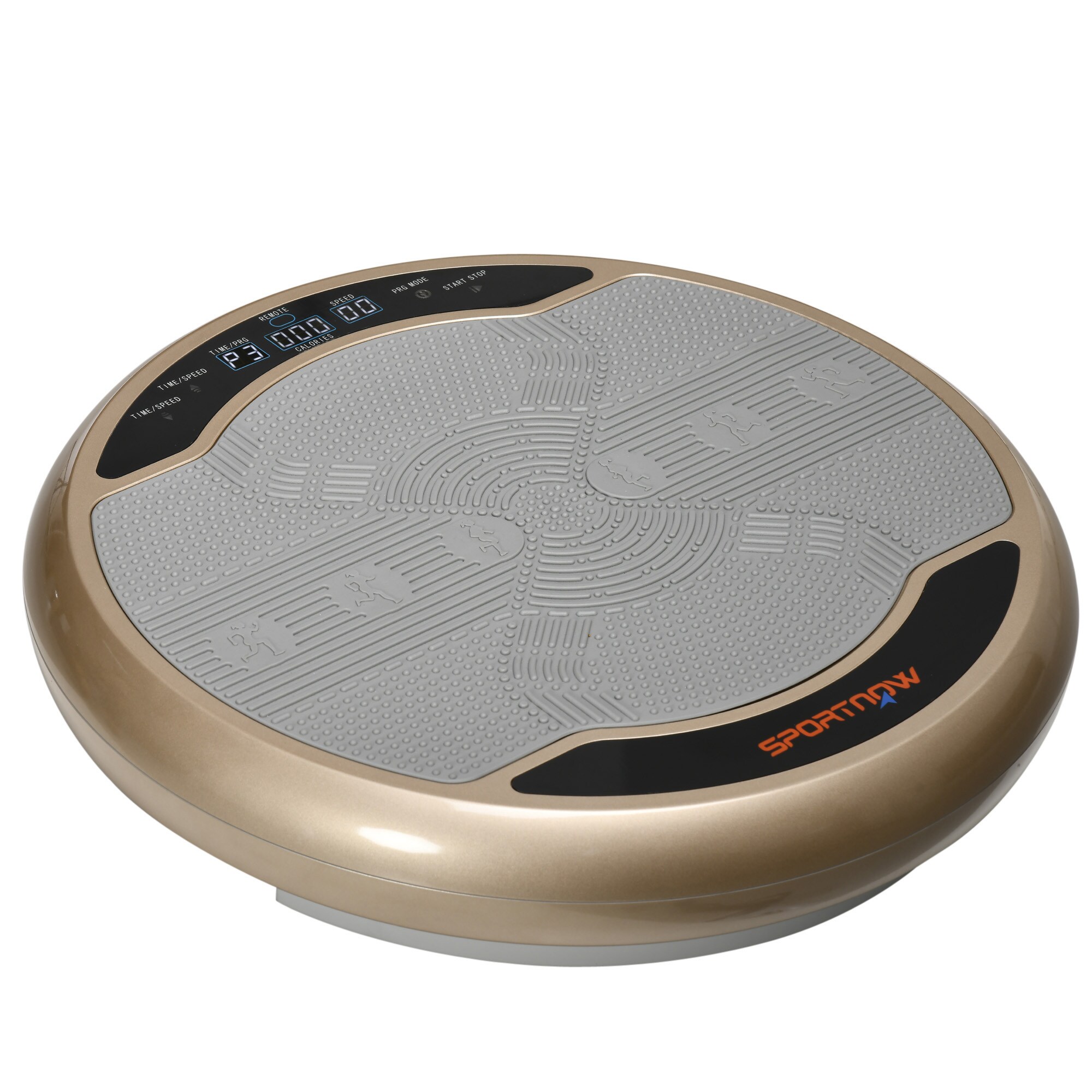 SPORTNOW Vibrationsplatte mit Expanderbänder gold, grau 59L x 59B x 15H cm