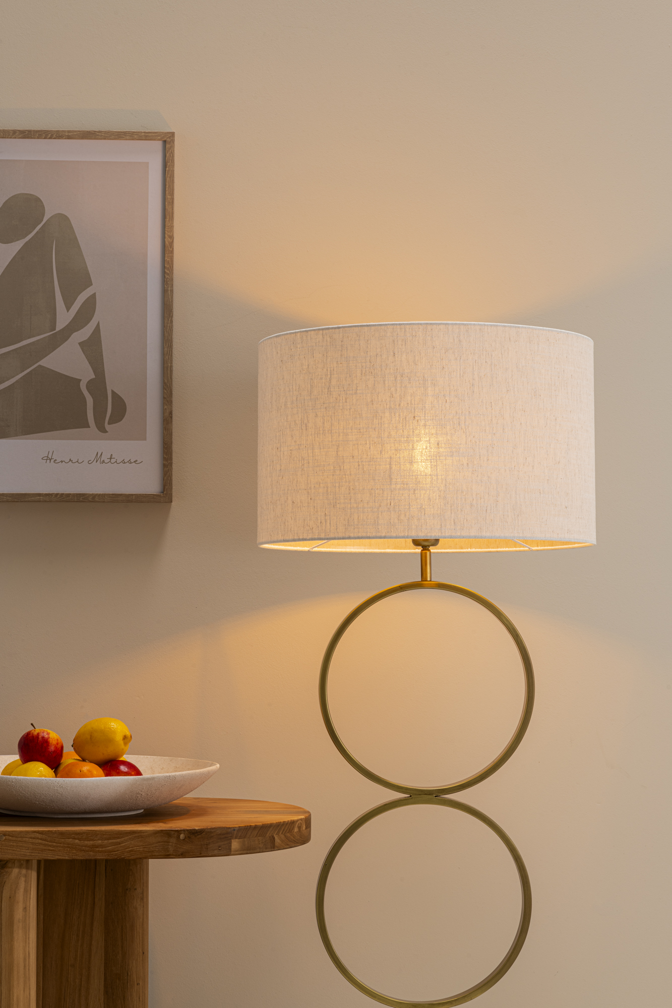 Vloerlamp Salina Bronze + kap Cilinder 50x50x30cm Oslo linnen offwhite