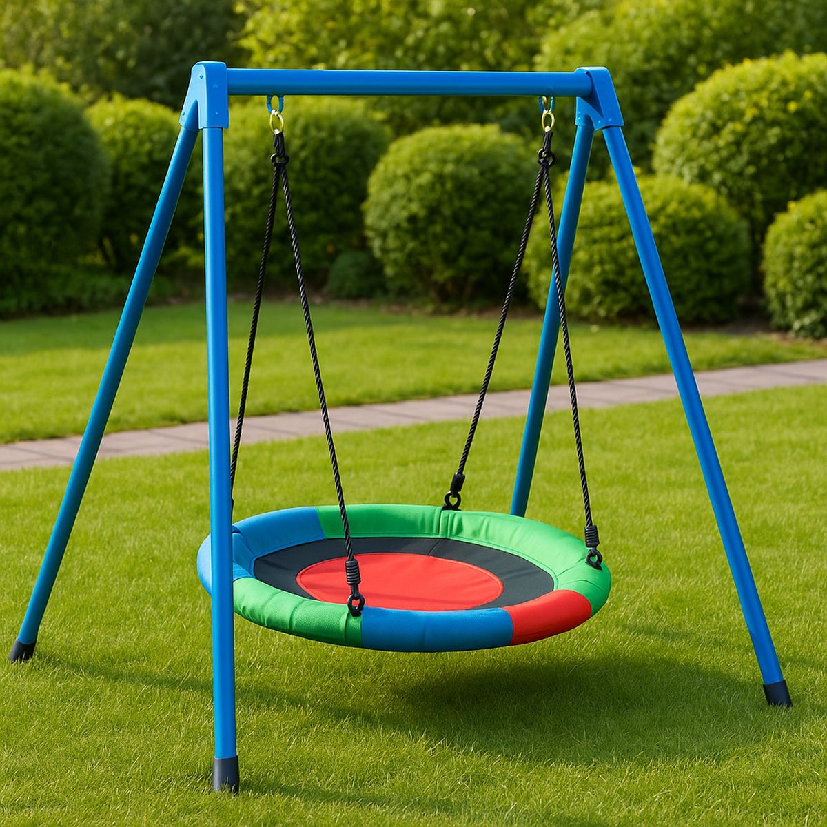 Nestschaukelset aus Polyester mit Metallgestell für Kinder, Blau/Rot/G