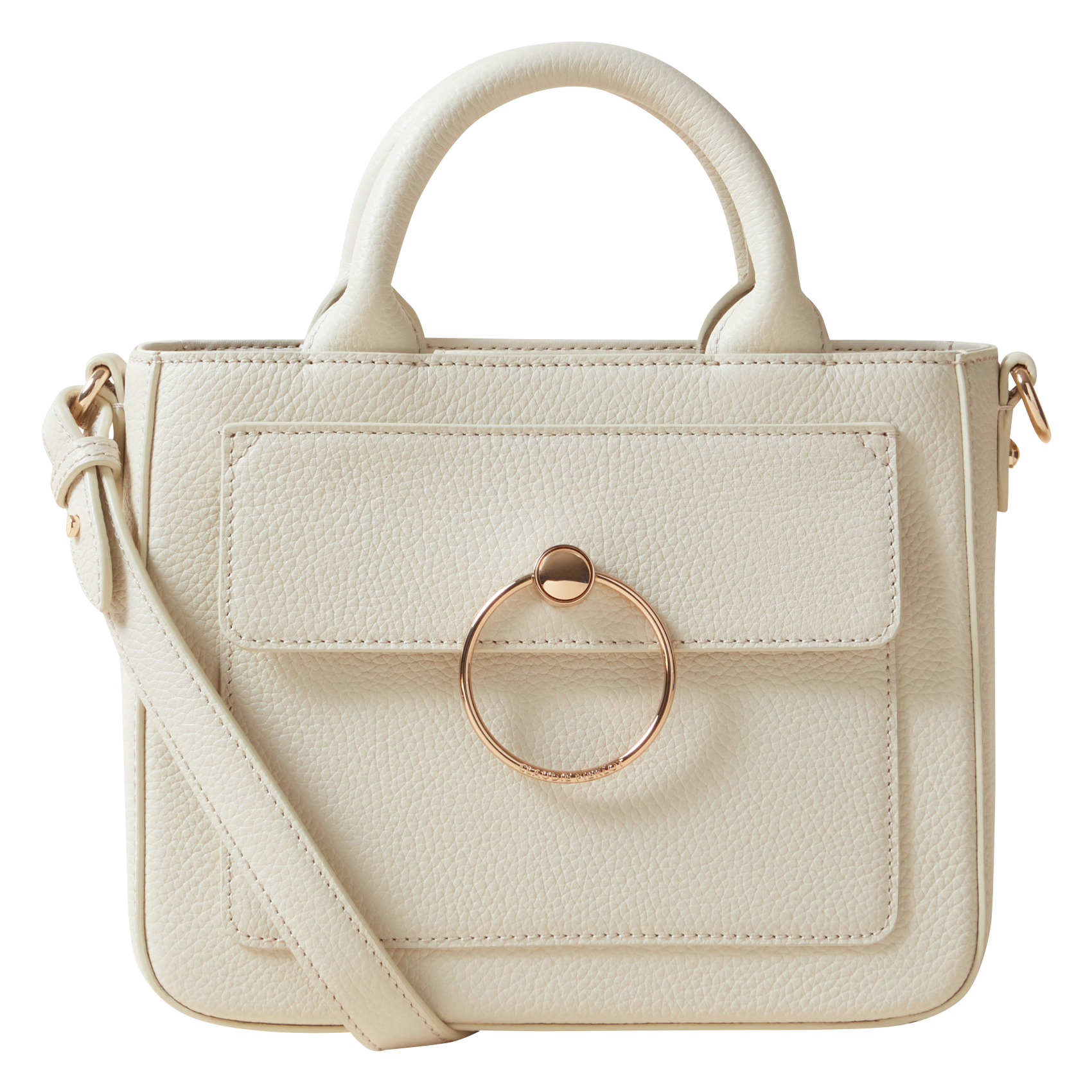 Sac bandoulière en cuir grainé | Beige
