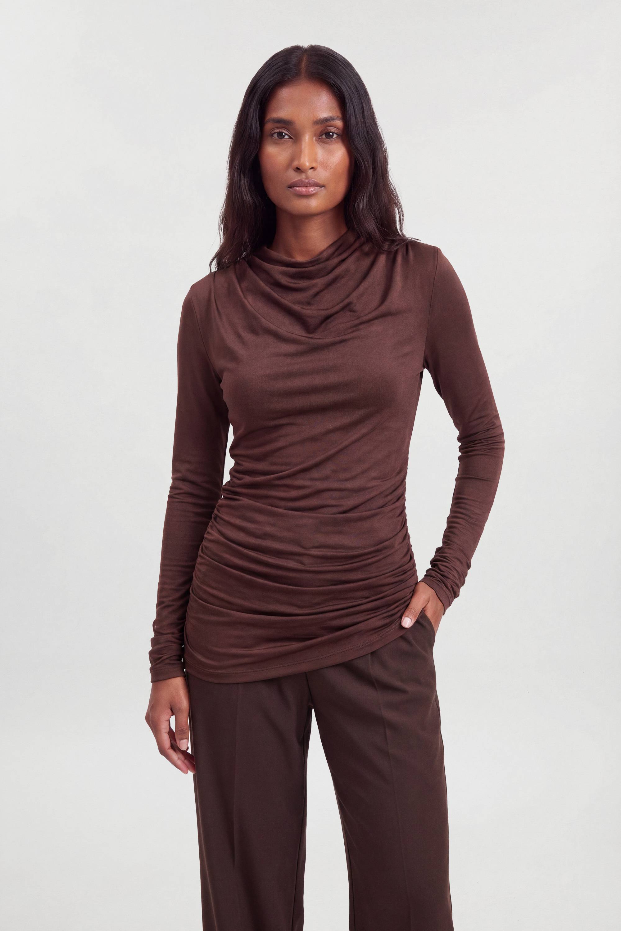 KarenMillen Haut Sans Manches En Crêpe De Viscose À Encolure Drapée