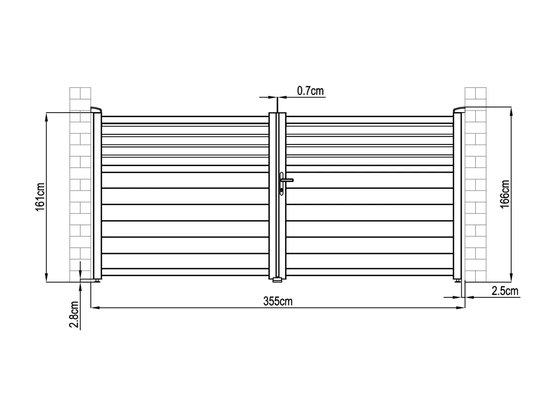 Portail battant aluminium persienné L355 x H166 cm anthracite - VIAZO