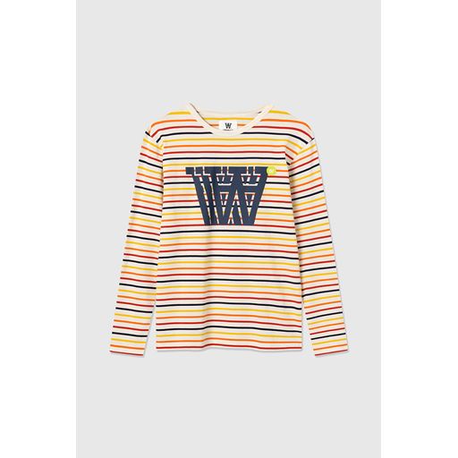 Wood Wood Logo Stribet T-shirt, Flerfarvet, XXL
