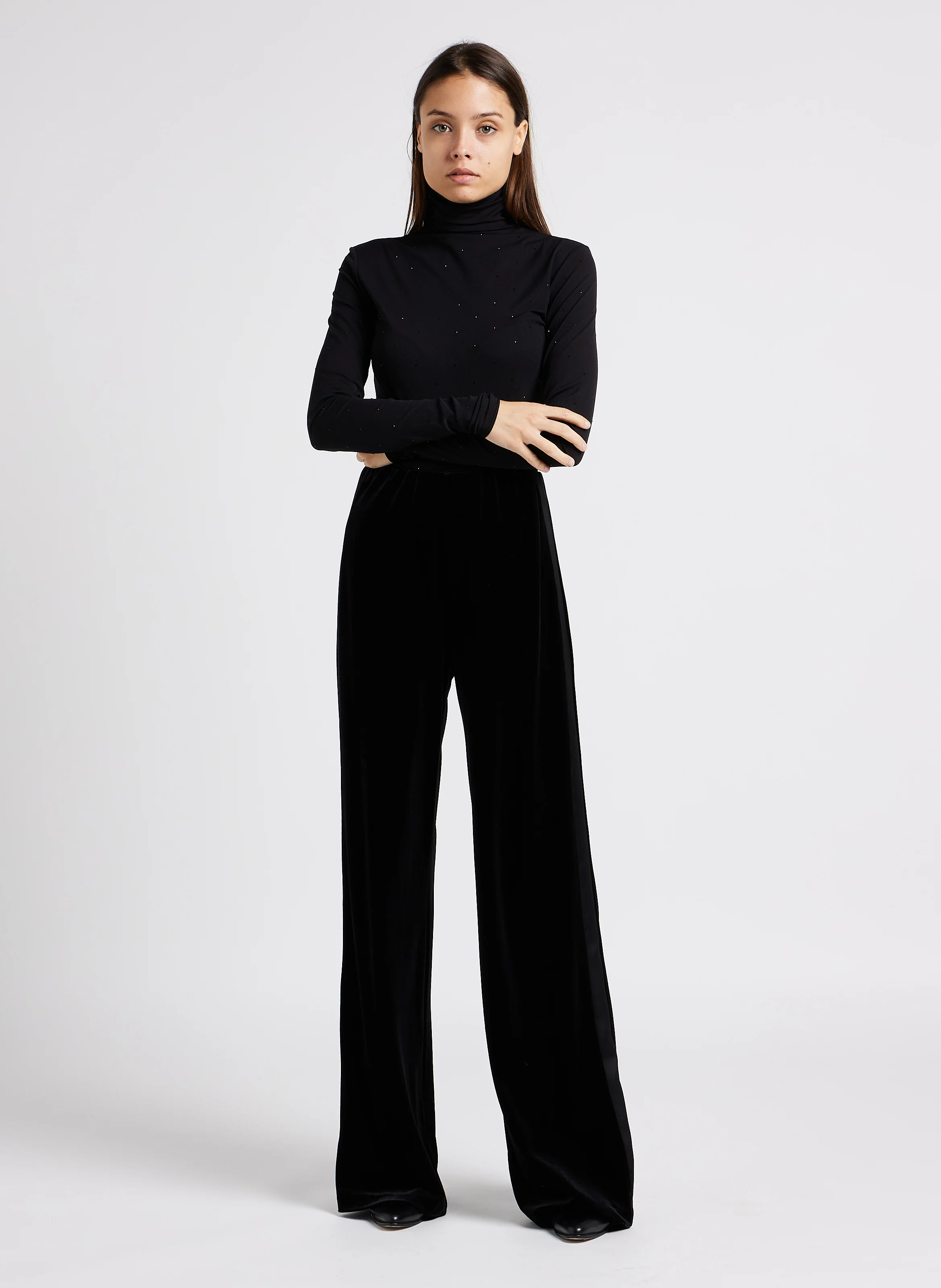 MIGNON - Pantalon large taille haute | Noir