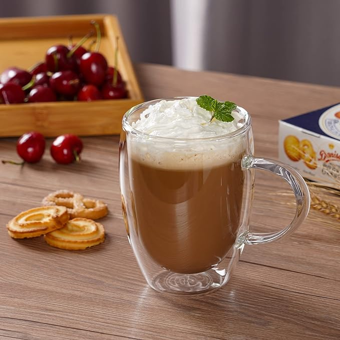 (350ml) Doppelwandiges Cappuccino Glas Kaffee Cup Tee Tasse - Transparent