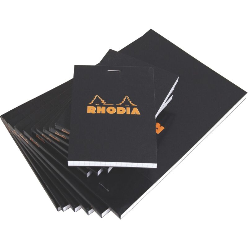 Bloc de bureau Rhodia 21 x 29,7 cm agrafé noir n°18 - 5 x 5 - 80 feuilles
