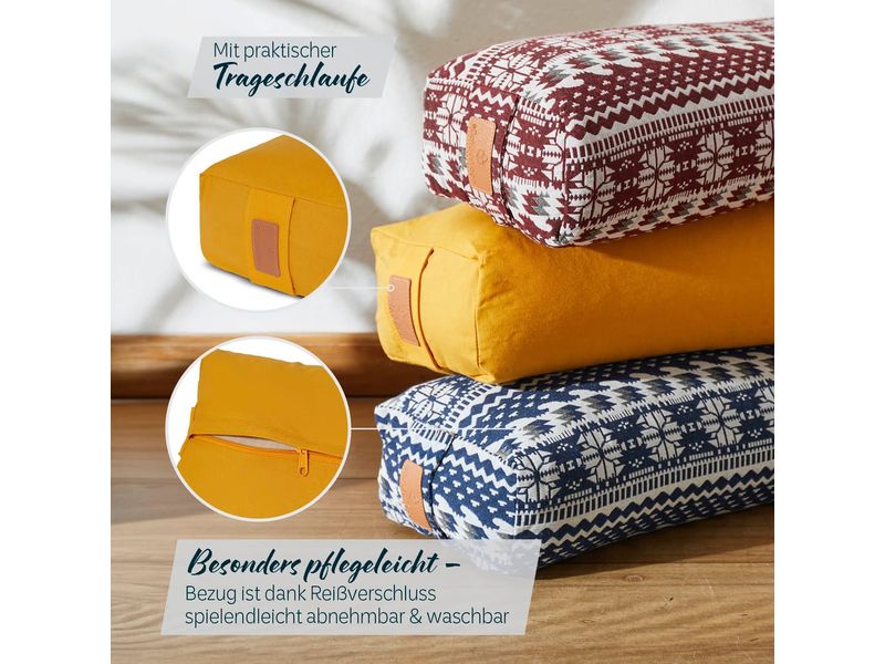 DoYourYoga Yoga-Bolster Paravati mit Bio-Dinkelspelz Gelb Yoga-Zubehör