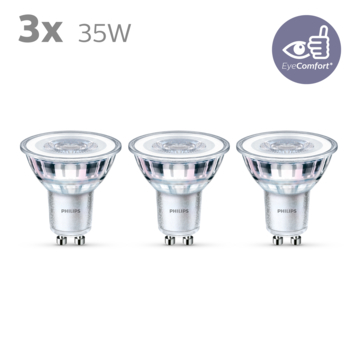 Philips LED spot GU10 35W 3 stuks wit niet dimbaar