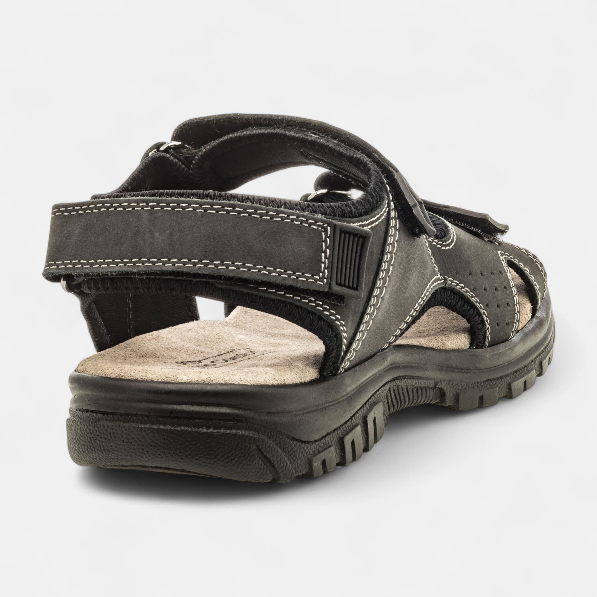 Nu-pieds confort Homme en cuir anthracite