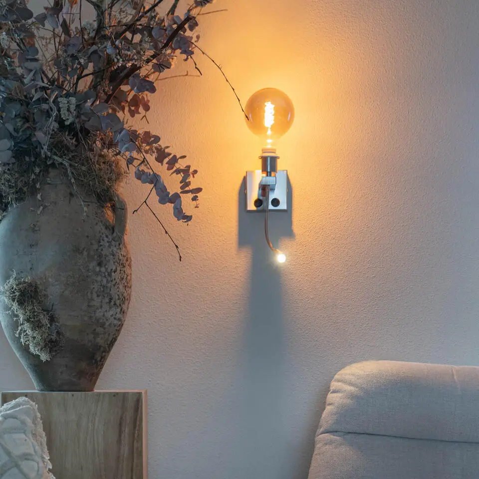 Qazqa wandlampen brescia combi zilverkleurig e27