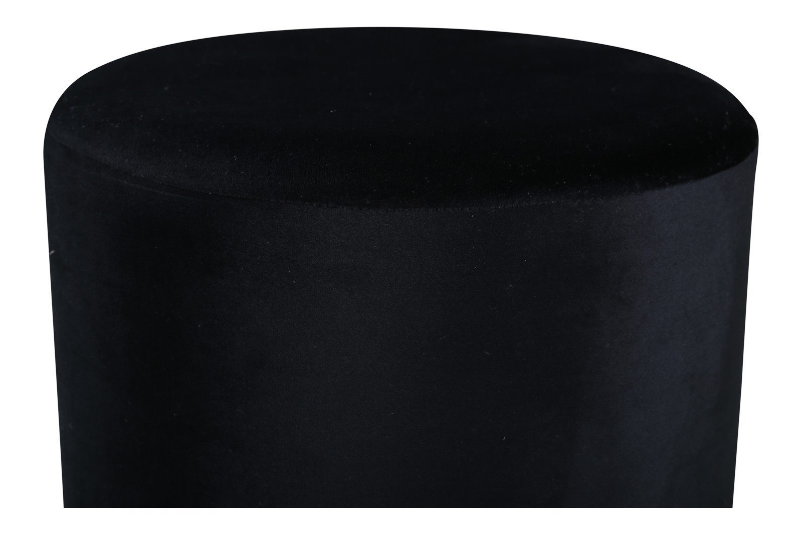 Benji puff Ø35cm. Sort fløyel med gyllen metallbase.
