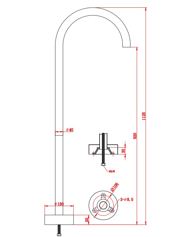 Saniclear Plus vrijstaande baduitloop chroom