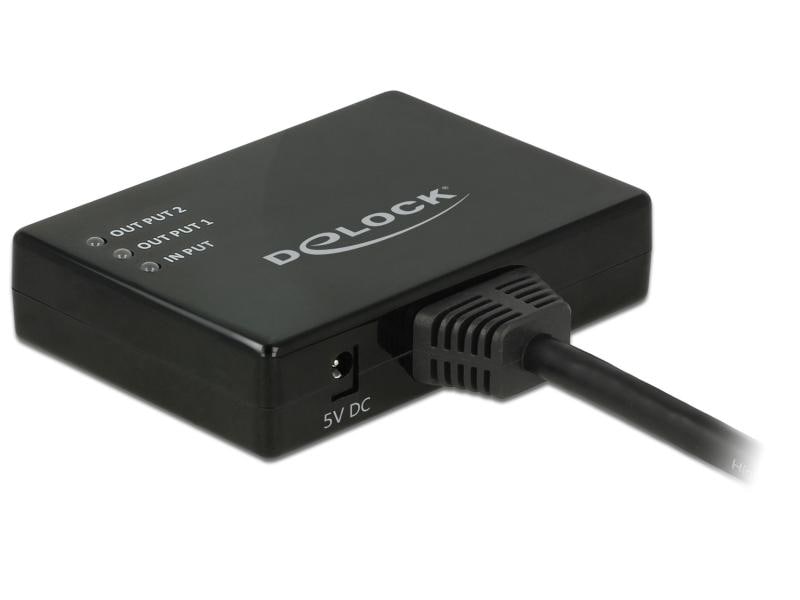 Delock 2-Port Signalsplitter HDMI - HDMI 4K/30Hz 2-Port HDMI-Signalsplitter, Aktiv