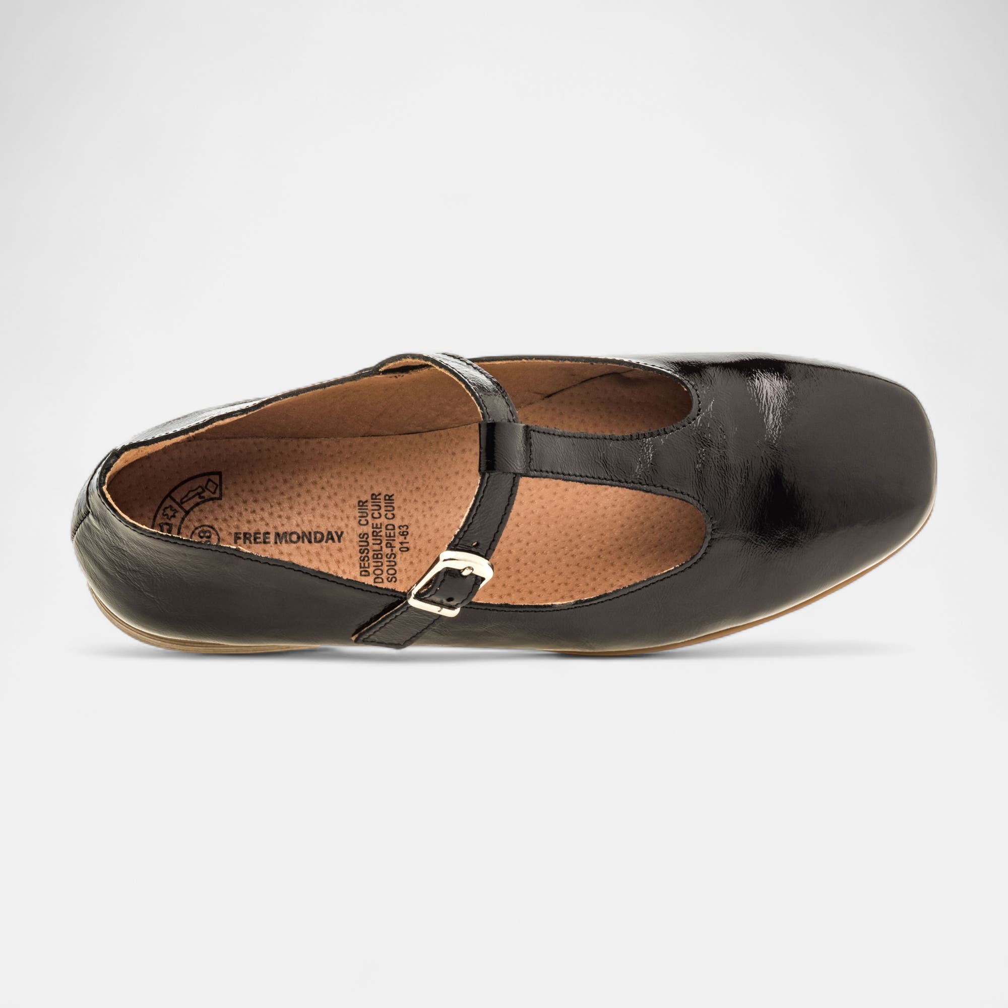 Ballerines Femme en cuir noir vernis