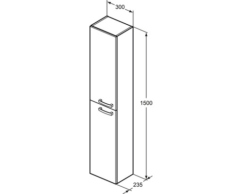 Ideal Standard Eurovit Plus hoge kast, frontkleur eiken mat houtdecor, BxHxD 150 x 23,5 x 30 cm E3243OS