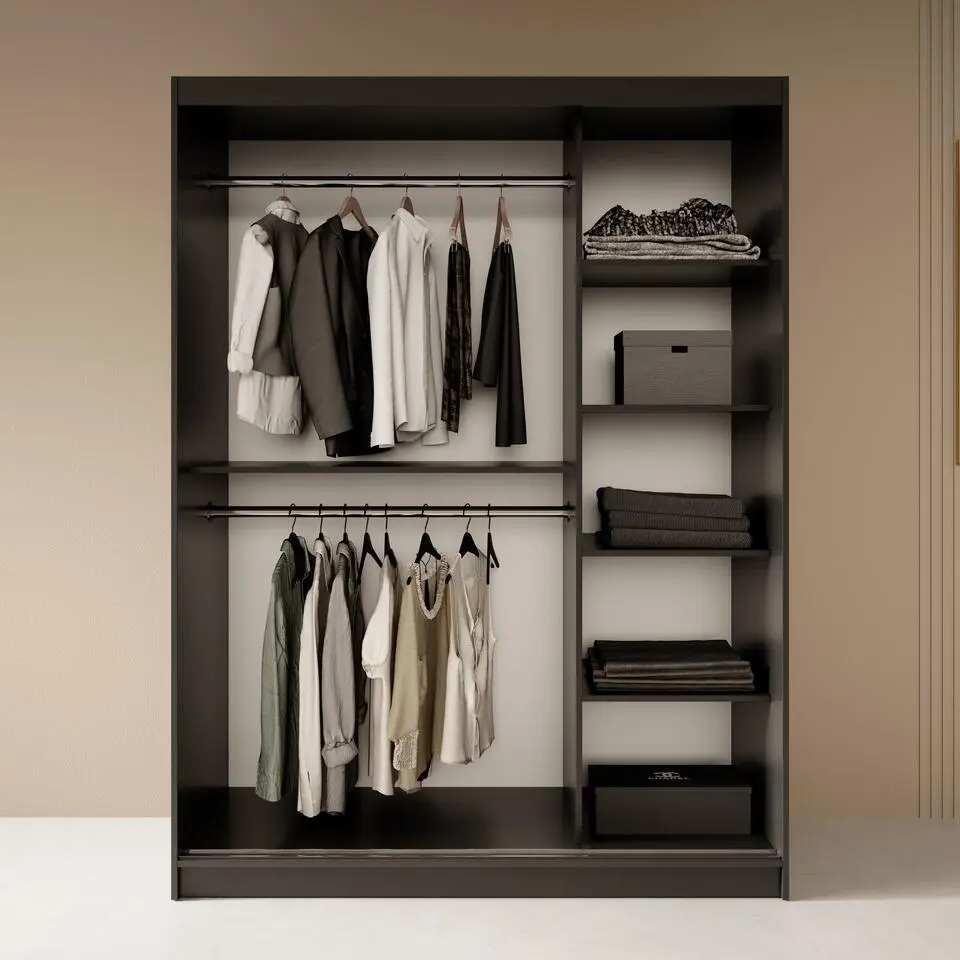 Meubella - Kledingkast Fessaro - Zwart - 150 cm