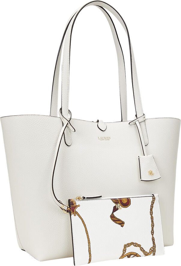 Lauren Ralph Lauren FAUX PEBBLE GRAIN-RVRSBLE TOTE-TTE- Soft white/officer blt/cream