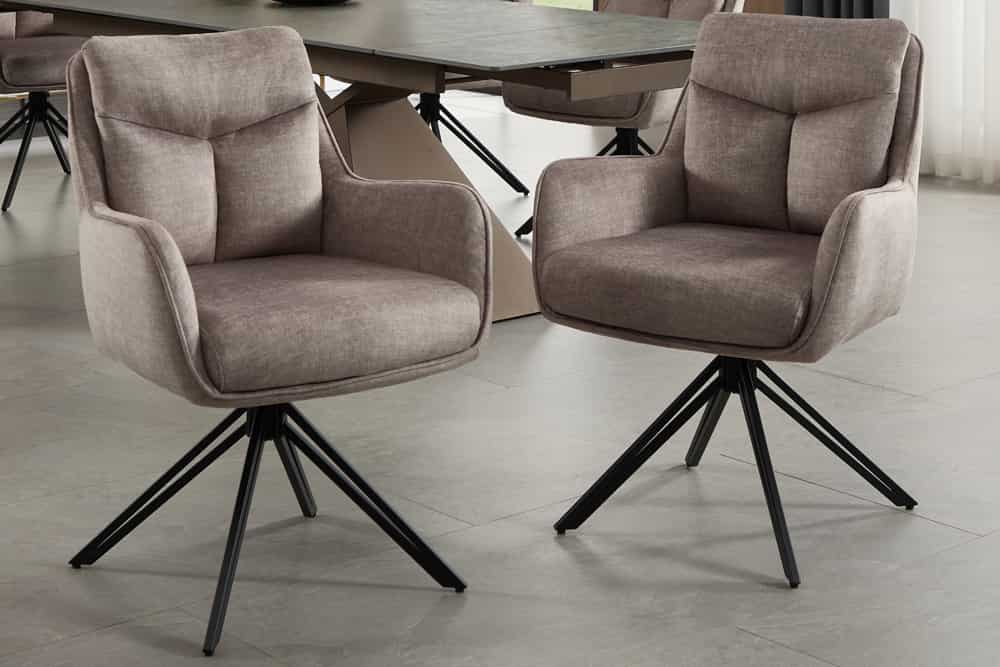 Drehbarer Stuhl PROMETHEUS taupe Vogue Velours Samt Taschenfederkern Metallgestell
