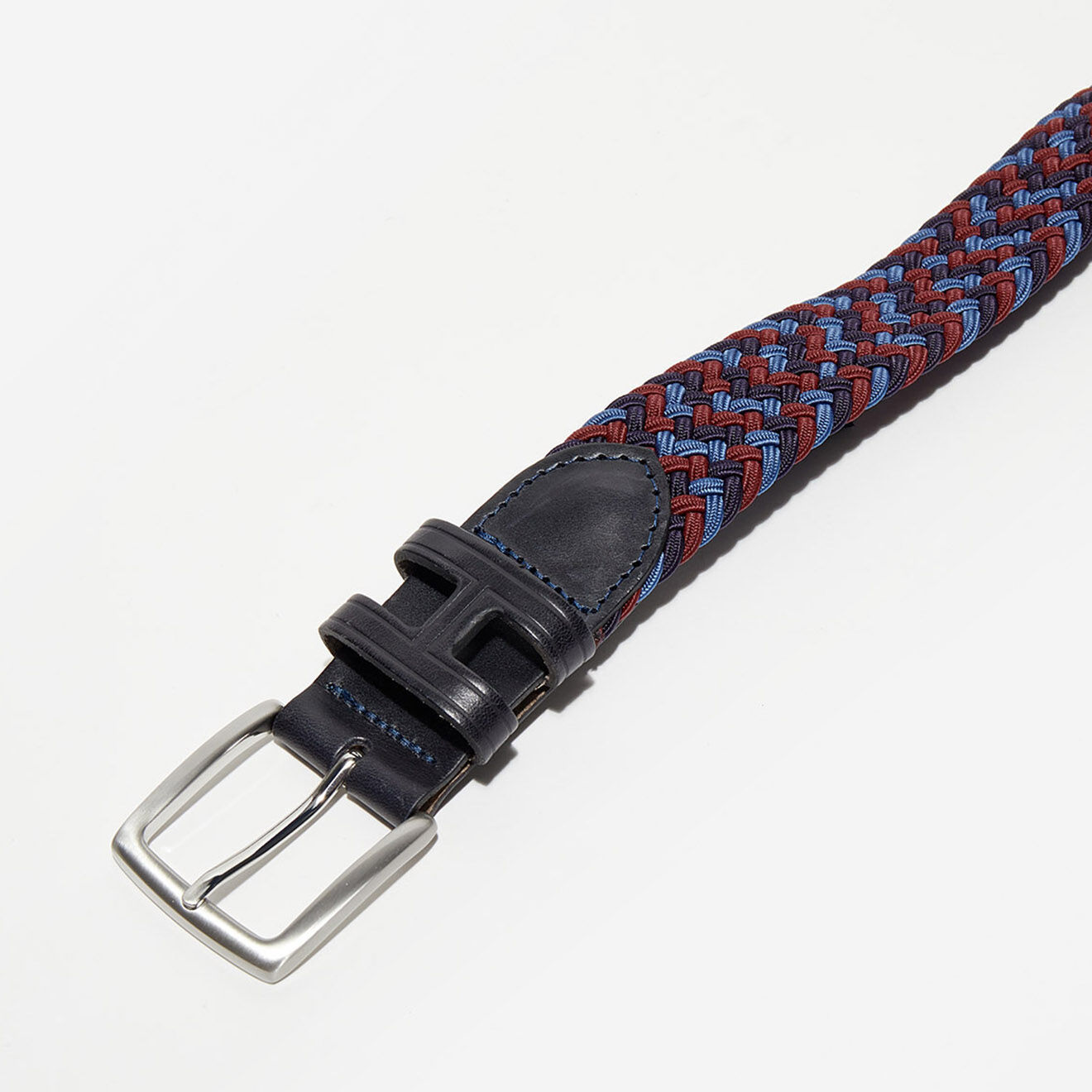 Hackett London Ceinture tressée bicolore bleu/rouge