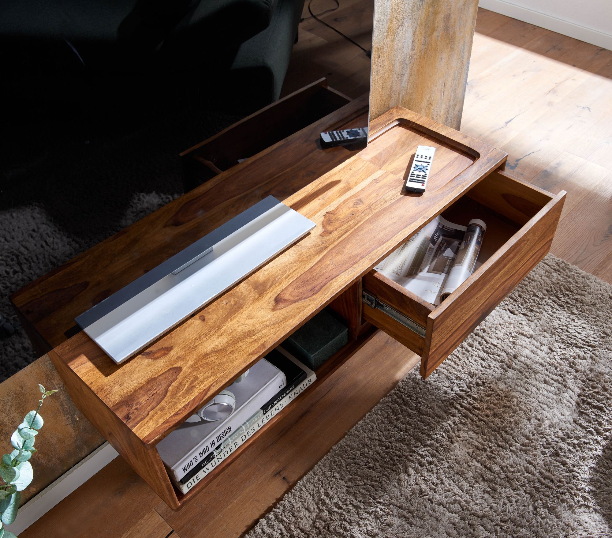 TV Schrank FineBuy Lowboard Hängend 108x25x34 cm Holz Massiv Fernsehkommode