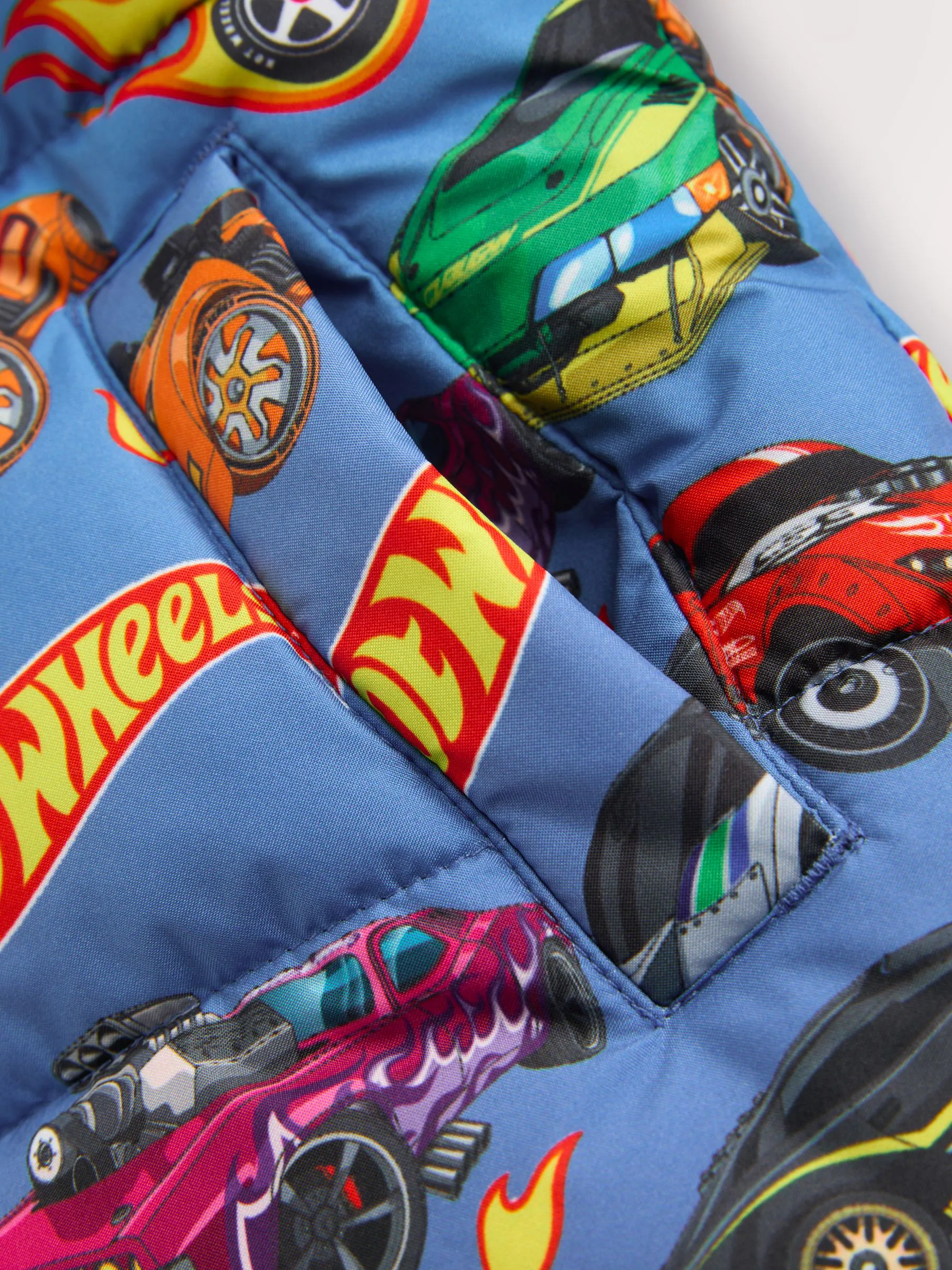 Blauw met Hot Wheels - Gewatteerde regenbestendige jas (3mnd -7jr)